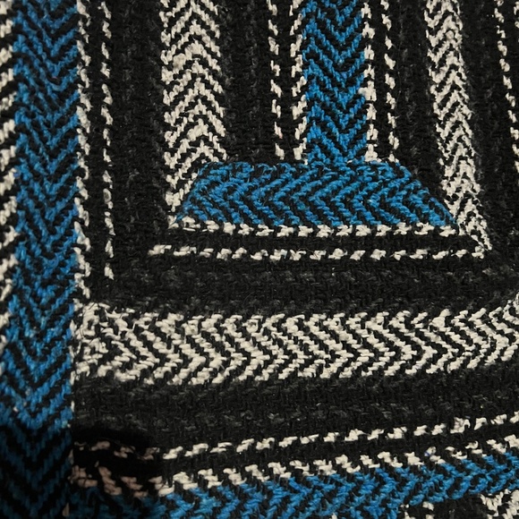 Vintage 90s Baja Hoodie Sweater – Blue Black Woven Herringbone – Youth/Small - Picture 2 of 5
